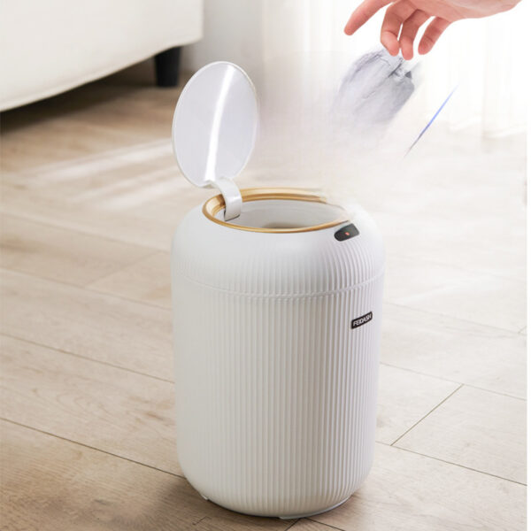 Fashionable Intelligent Sensing High Aesthetic Value Luxury Trash Can Striped Covered Household Living Room Bedroom Trash Can – Bild 6